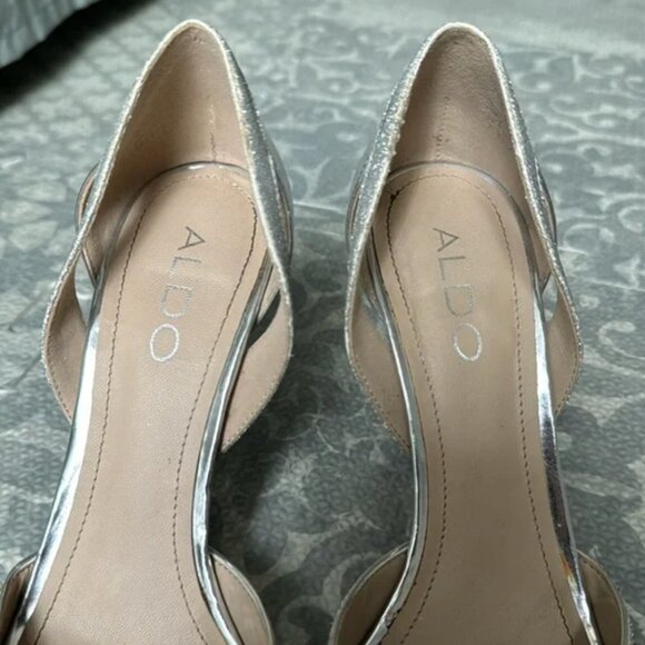 ALDO glitter sprakly silver high heel size 7 - Picture 9 of 11